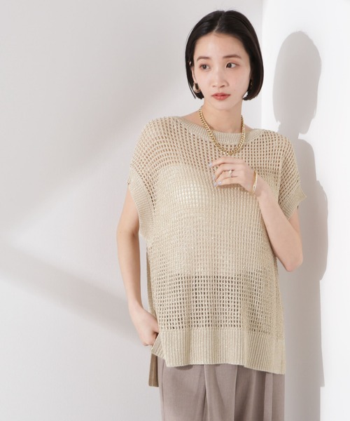 NANO universe（ナノユニバース）の「ラメメッシュノースリーブニット (セットアップ可)（ニット/セーター・レディース・グレー/ブラック/ベージュ・FREE）」の16枚目の写真