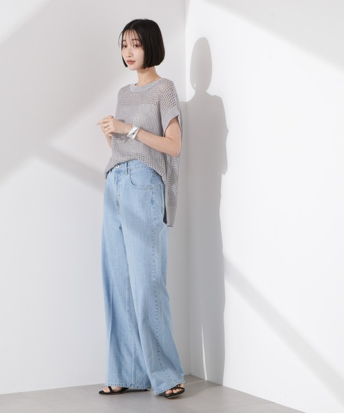 NANO universe（ナノユニバース）の「ラメメッシュノースリーブニット (セットアップ可)（ニット/セーター・レディース・グレー/ブラック/ベージュ・FREE）」の7枚目の写真