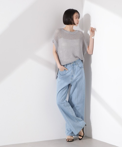 NANO universe（ナノユニバース）の「ラメメッシュノースリーブニット (セットアップ可)（ニット/セーター・レディース・グレー/ブラック/ベージュ・FREE）」の9枚目の写真