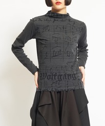 gomme（ゴム）の「モーツァルトスコアＰ天竺　ボトルネックＴ（Tシャツ/カットソー）」