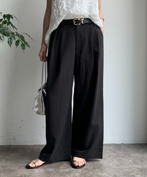 DouDou（ドゥドゥ）の「【WEB限定】チノライクツータックパンツ（その他パンツ・レディース・カーキ/オフホワイト/ベージュ/ブラック/ブラウン・FREE）」の3枚目の写真