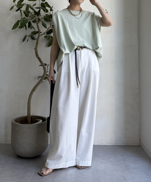 DouDou（ドゥドゥ）の「【WEB限定】チノライクツータックパンツ（その他パンツ・レディース・カーキ/オフホワイト/ベージュ/ブラック/ブラウン・FREE）」の16枚目の写真