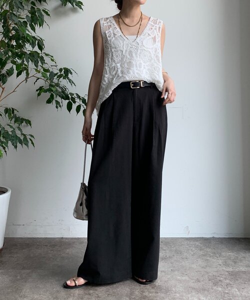 DouDou（ドゥドゥ）の「【WEB限定】チノライクツータックパンツ（その他パンツ・レディース・カーキ/オフホワイト/ベージュ/ブラック/ブラウン・FREE）」の22枚目の写真