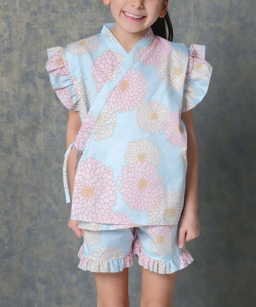 SHISKY(シスキー)の「SHISKY / シスキー 綿タッチ 接触冷感 花柄 花火柄 甚平 キッズ(浴衣・キッズ・パープル系1/ブラック系/ブルー系/パープル系/ネイビー系/ホワイト系・110/120/130/140/150/160)」の15枚目の写真