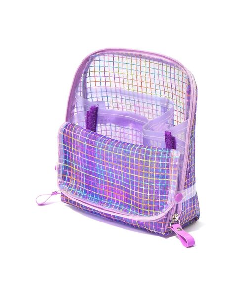 Francfranc(フランフラン)の「メッシュ ツールスタンドポーチ パープル 自立・縦型・化粧・メイクポーチ・旅行(ポーチ・レディース・パープル・FREE)」の9枚目の写真