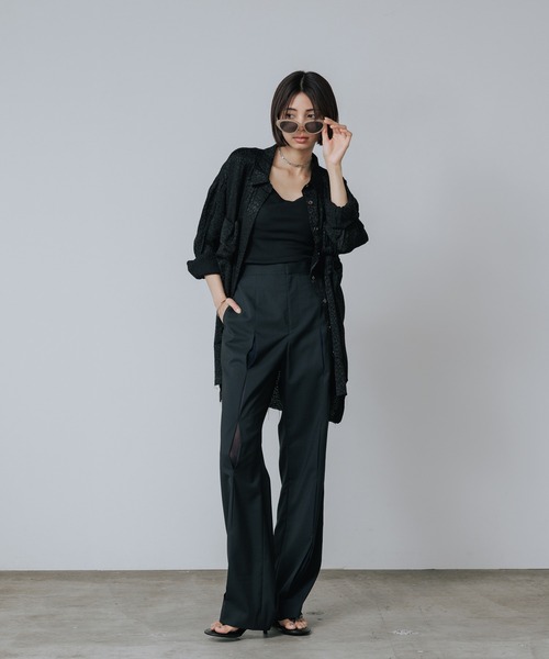ルシェルブルー　パンツ　スラックス LE CIEL BLEU/ルシェルブルー Slim Flare Pant w/Sheer Detail