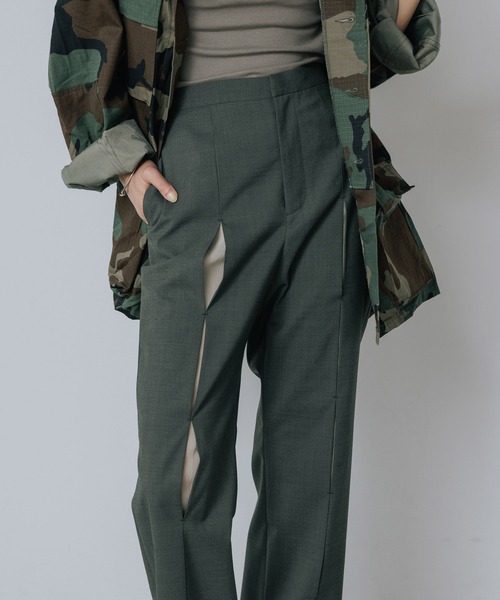 LE CIEL BLEU/ルシェルブルー Slim Flare Pant w/Sheer Detail