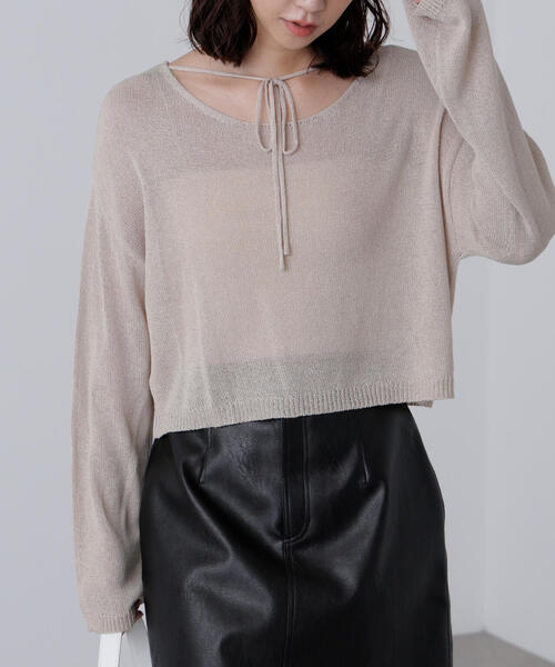 FREE'S MART（フリーズマート）の「◇透かしあみ天竺短丈ニット（ニット/セーター・レディース・オレンジ/ホワイト/ベージュ/ブラック/ボルドー・FREE）」の16枚目の写真