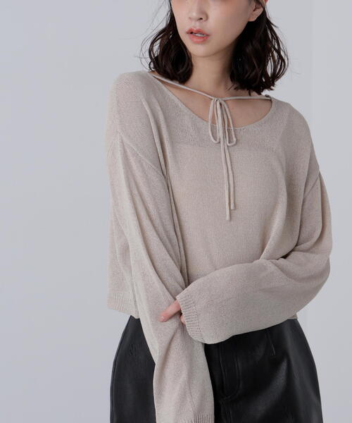 FREE'S MART（フリーズマート）の「◇透かしあみ天竺短丈ニット（ニット/セーター・レディース・オレンジ/ホワイト/ベージュ/ブラック/ボルドー・FREE）」の17枚目の写真