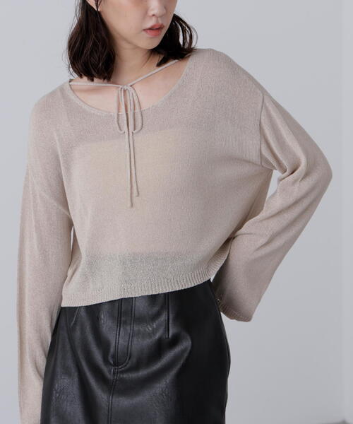 FREE'S MART（フリーズマート）の「◇透かしあみ天竺短丈ニット（ニット/セーター・レディース・オレンジ/ホワイト/ベージュ/ブラック/ボルドー・FREE）」の18枚目の写真