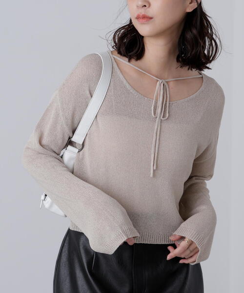 FREE'S MART（フリーズマート）の「◇透かしあみ天竺短丈ニット（ニット/セーター・レディース・オレンジ/ホワイト/ベージュ/ブラック/ボルドー・FREE）」の19枚目の写真