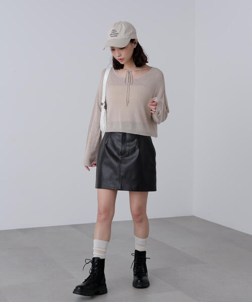 FREE'S MART（フリーズマート）の「◇透かしあみ天竺短丈ニット（ニット/セーター・レディース・オレンジ/ホワイト/ベージュ/ブラック/ボルドー・FREE）」の20枚目の写真