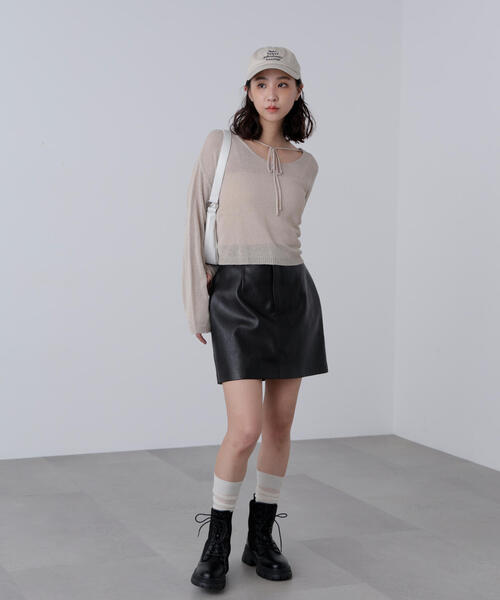 FREE'S MART（フリーズマート）の「◇透かしあみ天竺短丈ニット（ニット/セーター・レディース・オレンジ/ホワイト/ベージュ/ブラック/ボルドー・FREE）」の21枚目の写真