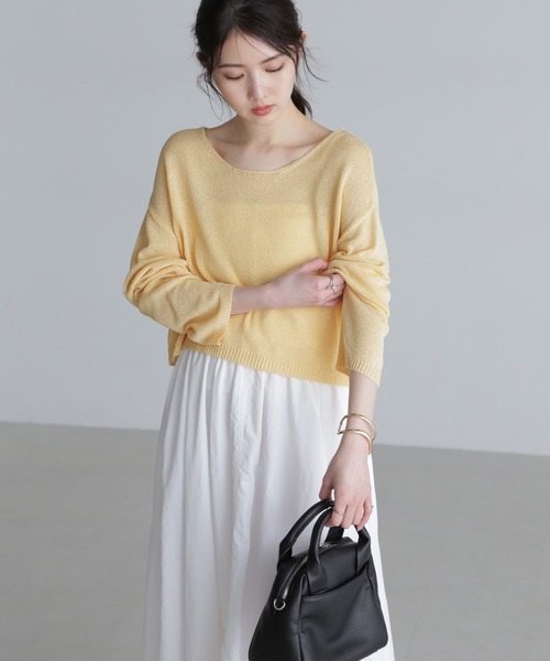 FREE'S MART（フリーズマート）の「◇透かしあみ天竺短丈ニット（ニット/セーター・レディース・オレンジ/ホワイト/ベージュ/ブラック/ボルドー・FREE）」の5枚目の写真