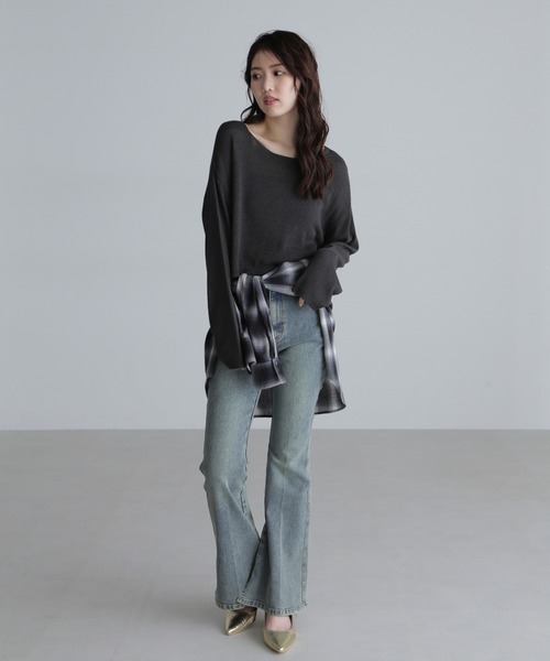 FREE'S MART（フリーズマート）の「◇透かしあみ天竺短丈ニット（ニット/セーター・レディース・オレンジ/ホワイト/ベージュ/ブラック/ボルドー・FREE）」の9枚目の写真