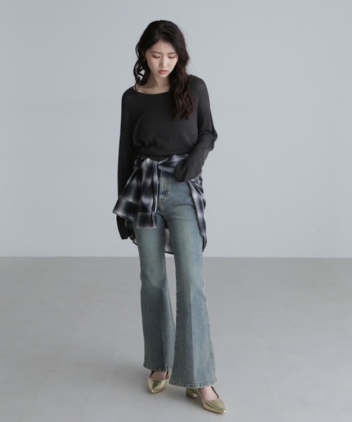 FREE'S MART（フリーズマート）の「◇透かしあみ天竺短丈ニット（ニット/セーター・レディース・オレンジ/ホワイト/ベージュ/ブラック/ボルドー・FREE）」の10枚目の写真