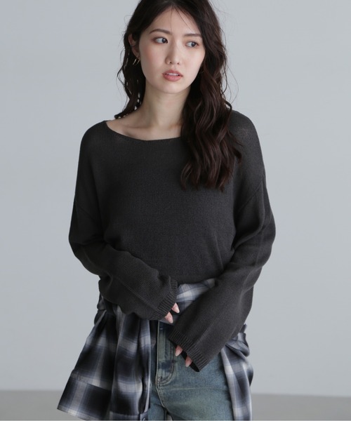 FREE'S MART（フリーズマート）の「◇透かしあみ天竺短丈ニット（ニット/セーター・レディース・オレンジ/ホワイト/ベージュ/ブラック/ボルドー・FREE）」の7枚目の写真