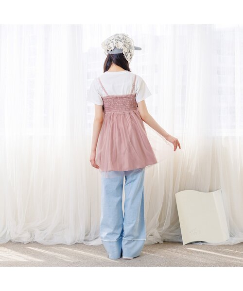 algy（アルジー）の「シャーリングミニワンピ&半袖Tセット（ワンピース・キッズ・ブラック/アイボリー/ピンク・XX-SMALL/X-SMALL/MEDIUM/SMALL）」の5枚目の写真