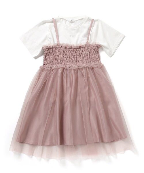 algy（アルジー）の「シャーリングミニワンピ&半袖Tセット（ワンピース・キッズ・ブラック/アイボリー/ピンク・XX-SMALL/X-SMALL/MEDIUM/SMALL）」の7枚目の写真