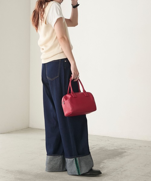 BONLECILL（ボンルシール）の「バックドレープニットベスト（ベスト・レディース・キナリ/レッド/ブラック/チャコールグレー・FREE）」の9枚目の写真