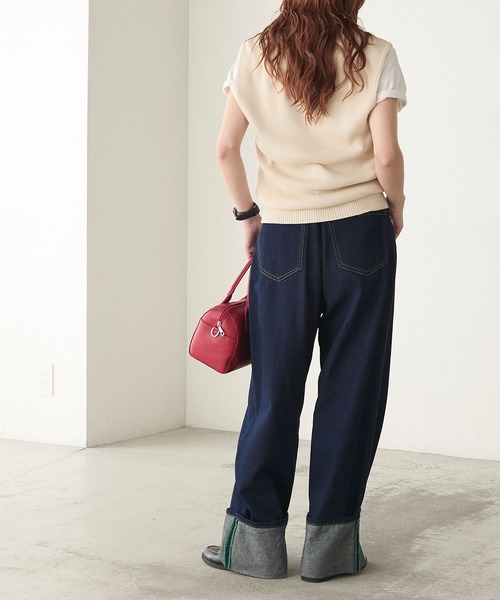 BONLECILL（ボンルシール）の「バックドレープニットベスト（ベスト・レディース・キナリ/レッド/ブラック/チャコールグレー・FREE）」の10枚目の写真