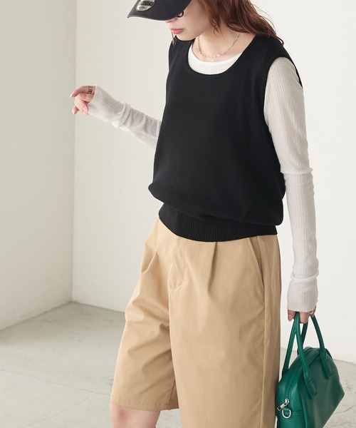 BONLECILL（ボンルシール）の「バックドレープニットベスト（ベスト・レディース・キナリ/レッド/ブラック/チャコールグレー・FREE）」の15枚目の写真