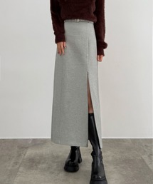 CENEA（セネア）の「スリットジップIラインスカート(伸縮あり、あったか生地、裏地なし)（スカート）」