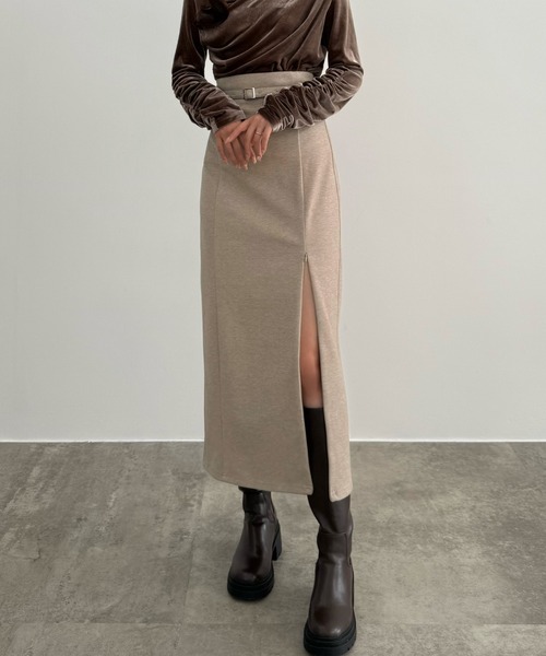 新品❤️CPG スリット入りグリーンスカート バックスリットリブニットタイトスカート 全2タイプ 7色[品番