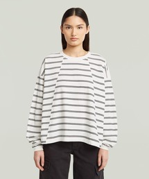 G-STAR（ジースター）の「A-Line Stripe Oversized T-Shirt Aライン切り替えデザインボーダーオーバーサイズロングスリーブTシャツ（Tシャツ/カットソー）」