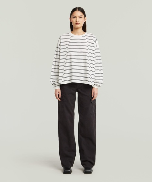 G-STAR(ジースター)の「A-Line Stripe Oversized T-Shirt/Aライン切り替えデザインボーダーオーバーサイズロングスリーブTシャツ(Tシャツ/カットソー・レディース・ストライプ/ブルー系その他・X-SMALL/MEDIUM/SMALL/LARGE)」の7枚目の写真