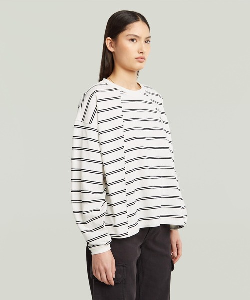 G-STAR(ジースター)の「A-Line Stripe Oversized T-Shirt/Aライン切り替えデザインボーダーオーバーサイズロングスリーブTシャツ(Tシャツ/カットソー・レディース・ストライプ/ブルー系その他・X-SMALL/MEDIUM/SMALL/LARGE)」の8枚目の写真
