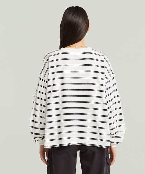 G-STAR(ジースター)の「A-Line Stripe Oversized T-Shirt/Aライン切り替えデザインボーダーオーバーサイズロングスリーブTシャツ(Tシャツ/カットソー・レディース・ストライプ/ブルー系その他・X-SMALL/MEDIUM/SMALL/LARGE)」の3枚目の写真