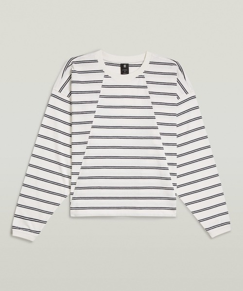 G-STAR(ジースター)の「A-Line Stripe Oversized T-Shirt/Aライン切り替えデザインボーダーオーバーサイズロングスリーブTシャツ(Tシャツ/カットソー・レディース・ストライプ/ブルー系その他・X-SMALL/MEDIUM/SMALL/LARGE)」の5枚目の写真