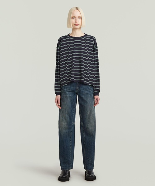 G-STAR(ジースター)の「A-Line Stripe Oversized T-Shirt/Aライン切り替えデザインボーダーオーバーサイズロングスリーブTシャツ(Tシャツ/カットソー・レディース・ストライプ/ブルー系その他・X-SMALL/MEDIUM/SMALL/LARGE)」の10枚目の写真