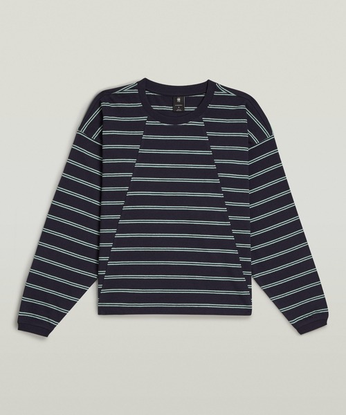 G-STAR(ジースター)の「A-Line Stripe Oversized T-Shirt/Aライン切り替えデザインボーダーオーバーサイズロングスリーブTシャツ(Tシャツ/カットソー・レディース・ストライプ/ブルー系その他・X-SMALL/MEDIUM/SMALL/LARGE)」の13枚目の写真