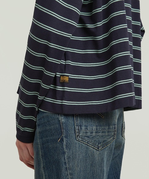 G-STAR(ジースター)の「A-Line Stripe Oversized T-Shirt/Aライン切り替えデザインボーダーオーバーサイズロングスリーブTシャツ(Tシャツ/カットソー・レディース・ストライプ/ブルー系その他・X-SMALL/MEDIUM/SMALL/LARGE)」の12枚目の写真
