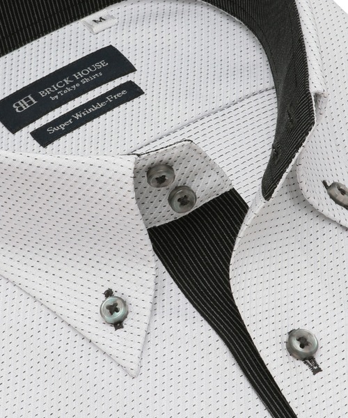 TOKYO SHIRTS(トウキョウシャツ)の「【超形態安定】 形態安定ノンアイロン ドゥエボットーニ 半袖ビジネスワイシャツ(ビジネスシャツ・メンズ・グレー・首回り37cm/首回り39cm/首回り41cm/首回り42cm/首回り43cm)」の2枚目の写真