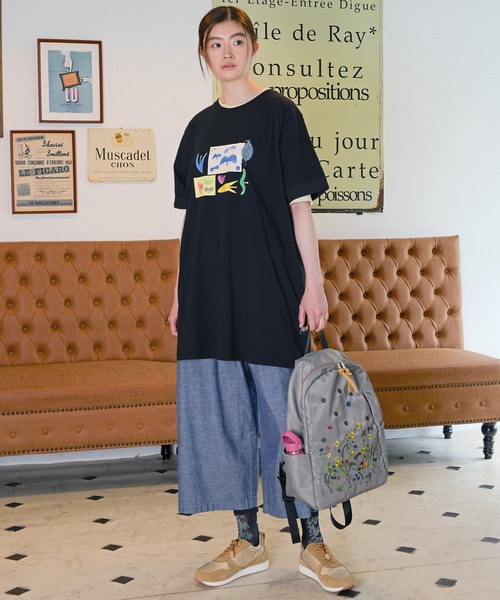 SUPER HAKKA(スーパーハッカ)の「ロゴワンポイント刺繍 強撚天竺カットソー(Tシャツ/カットソー・レディース・ブラック/ピンク/ライトグリーン・FREE)」の5枚目の写真