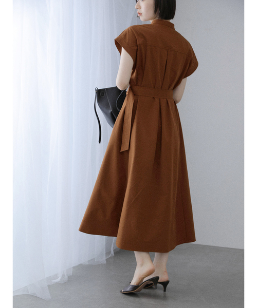 La TOTALITE(ラトータリテ)の「【洗える】ポケットフレンチスリーブシャツワンピース(ワンピース・レディース・ダークブルー/ブラウン/ベージュ・36/38)」の9枚目の写真