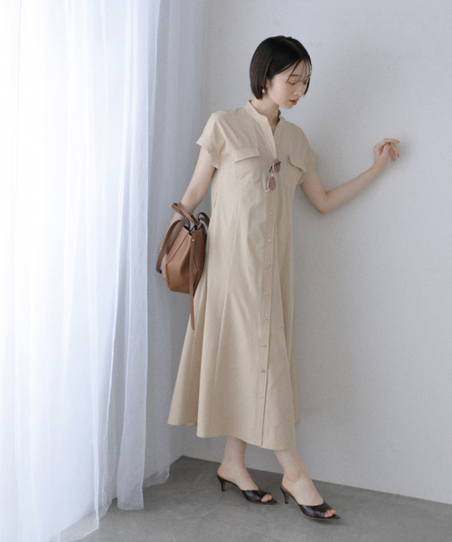 La TOTALITE(ラトータリテ)の「【洗える】ポケットフレンチスリーブシャツワンピース(ワンピース・レディース・ダークブルー/ブラウン/ベージュ・36/38)」の15枚目の写真