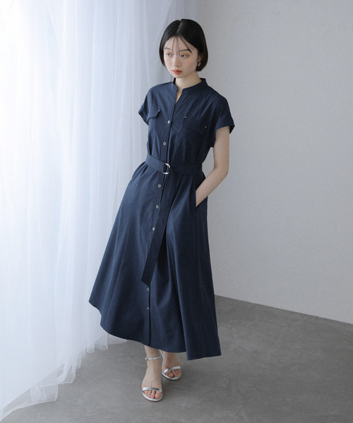 La TOTALITE(ラトータリテ)の「【洗える】ポケットフレンチスリーブシャツワンピース(ワンピース・レディース・ダークブルー/ブラウン/ベージュ・36/38)」の20枚目の写真