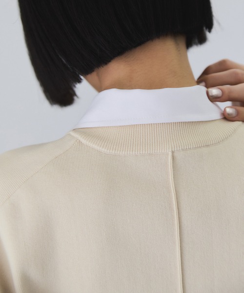 サステナブル】カラー付きハーフスリーブカーディガン