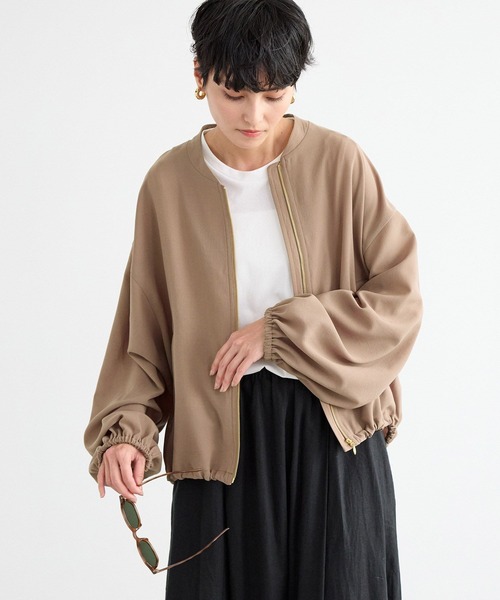 BARNYARDSTORM（バンヤードストーム）の「BARNYARDSTORM / ポプリンZIPブルゾン【JAPAN FABRIC】ハンドウォッシャブル（ブルゾン・レディース・ライトベージュ/ブラック/チャコールグレー/キャメル・M/S）」の5枚目の写真