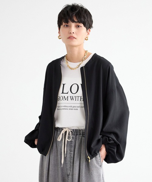 BARNYARDSTORM（バンヤードストーム）の「BARNYARDSTORM / ポプリンZIPブルゾン【JAPAN FABRIC】ハンドウォッシャブル（ブルゾン・レディース・ライトベージュ/ブラック/チャコールグレー/キャメル・M/S）」の10枚目の写真