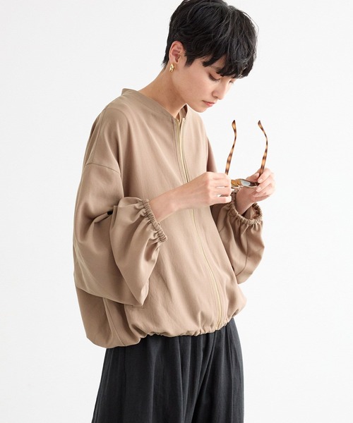 BARNYARDSTORM（バンヤードストーム）の「BARNYARDSTORM / ポプリンZIPブルゾン【JAPAN FABRIC】ハンドウォッシャブル（ブルゾン・レディース・ライトベージュ/ブラック/チャコールグレー/キャメル・M/S）」の20枚目の写真