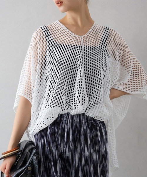 Chaos梳毛クルーニット新品未使用タグ付 透かし編みショート丈ニット｜nggg knit さんコラボキット