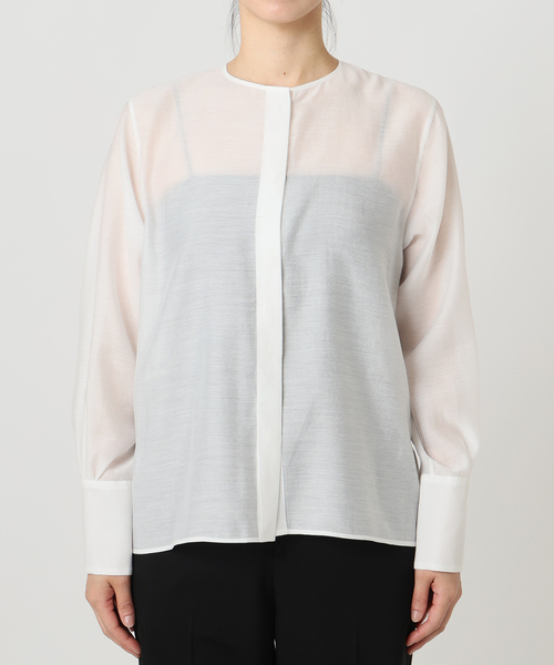 VERMEIL par iena（ヴェルメイユパーイエナ）の「《追加4》シアーブラウス（シャツ/ブラウス・レディース・ネイビー/ホワイト・FREE）」の13枚目の写真