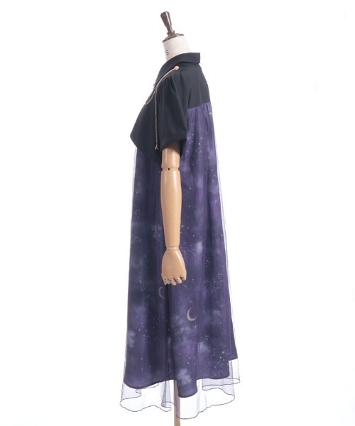 axes femme(アクシーズファム)の「ステラプリントシャツワンピース(ワンピース・レディース・ブラック/パープル/ネイビー・FREE)」の15枚目の写真