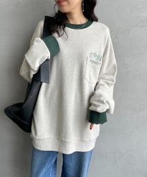 [MANHATTAN PORTAGE] 別注 ポケット刺繍 リンガー クルーネックスウェット