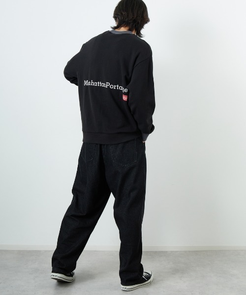 Manhattan Portage（マンハッタンポーテージ）の「[MANHATTAN PORTAGE] 別注 ポケット刺繍 リンガー クルーネックスウェット（スウェット・レディース・オートミール/ネイビー/ブラック・L/M/S/XL）」の6枚目の写真